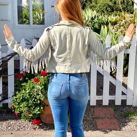 Leather Fringe Crop Jacket - Picture 3 of 8